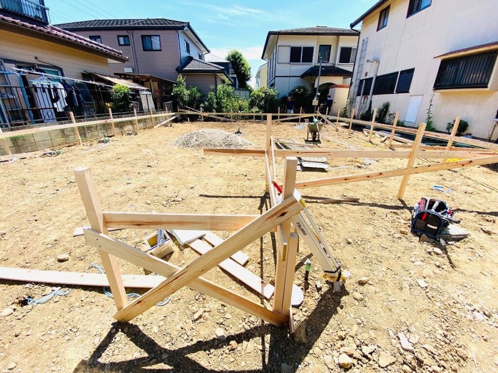 東京十二木の家  遣り方工事開始！