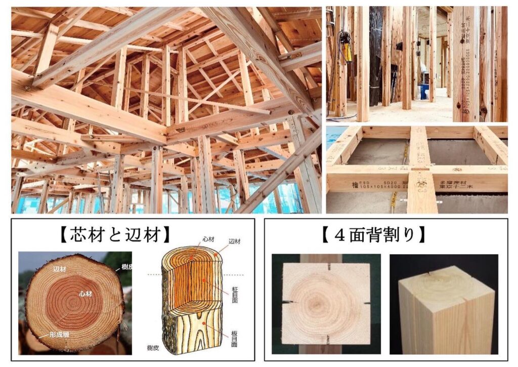 多摩産材の家づくり〜心材と辺材・４面背割り〜